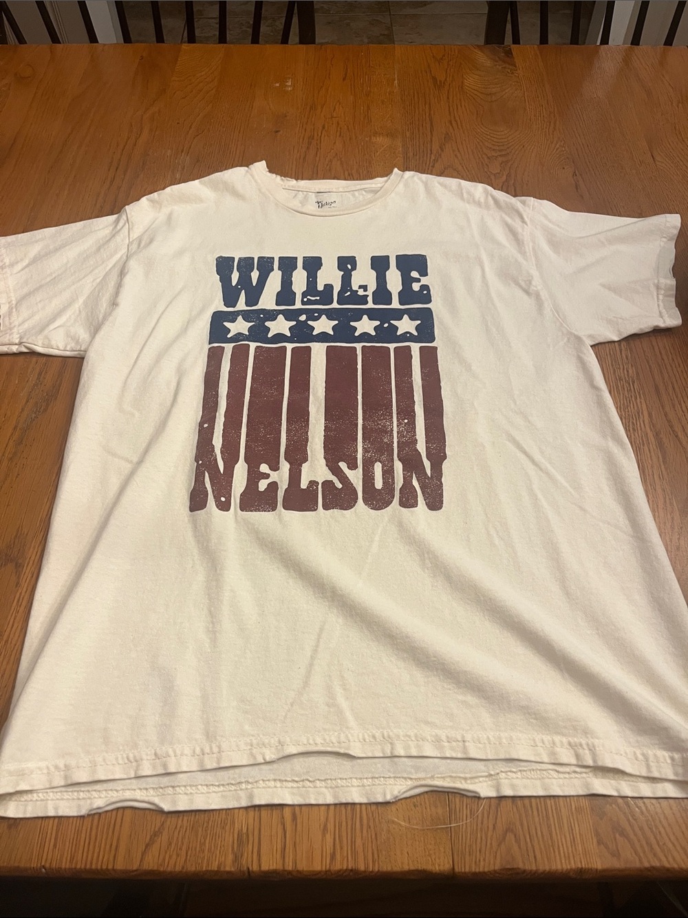 Cream Graphic Short Sleeve Tee with Patriotic Print